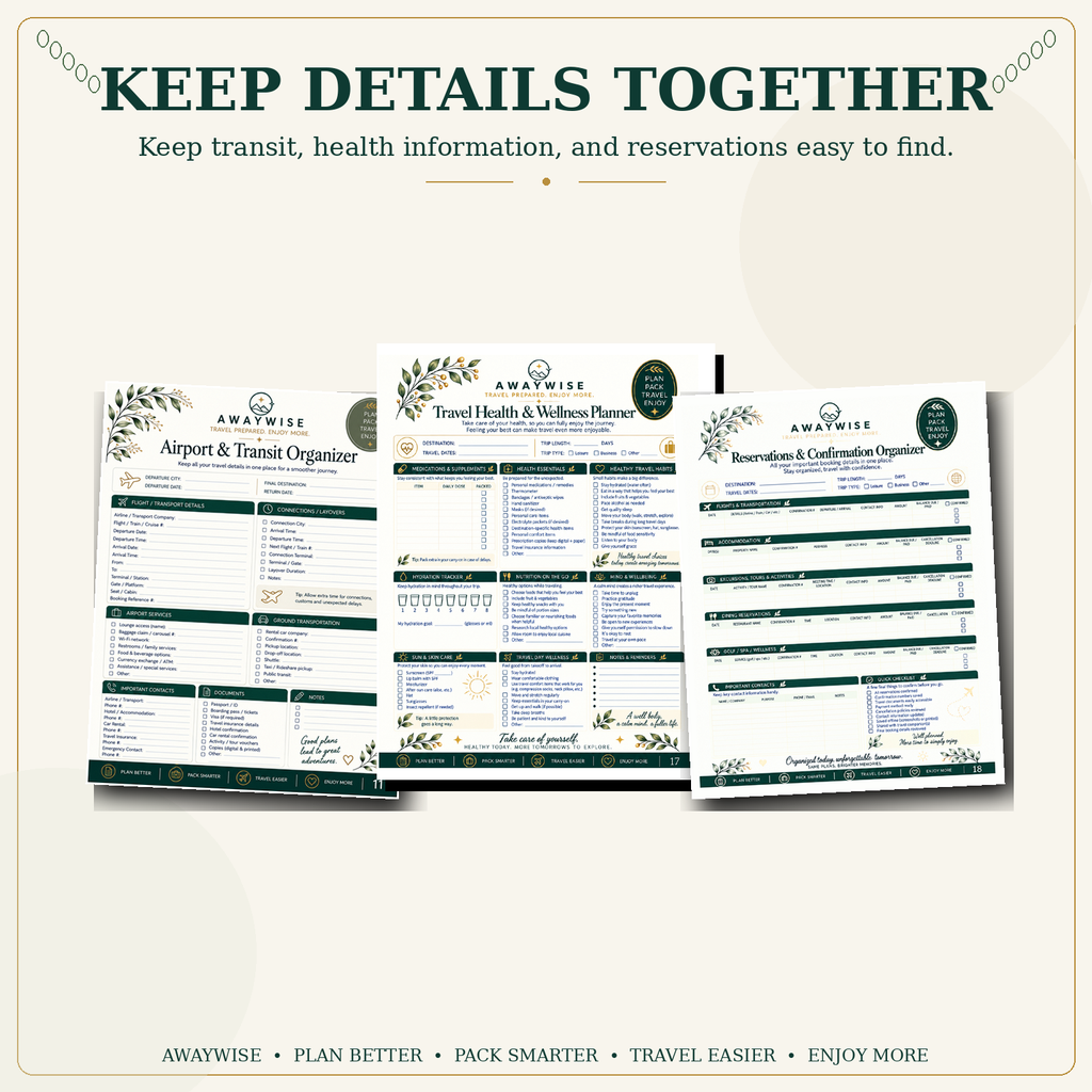 AWAYWISE Keep Details Together pages